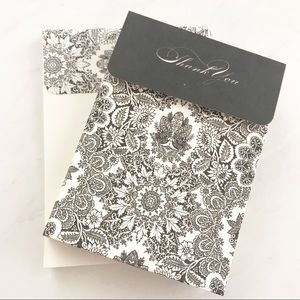 10 Thank You Cards, Black & White Floral Design